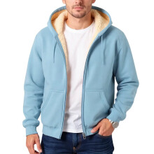 Dicke, fleecegefütterte Herren-Kapuzenjacke, warme und vielseitige Freizeitjacke, Himmelblau, XL