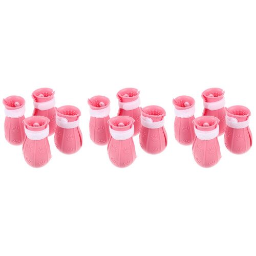 12Pcs Pink Elastic Hook Boots Rubber Anti-Scratch Paw Covers 2