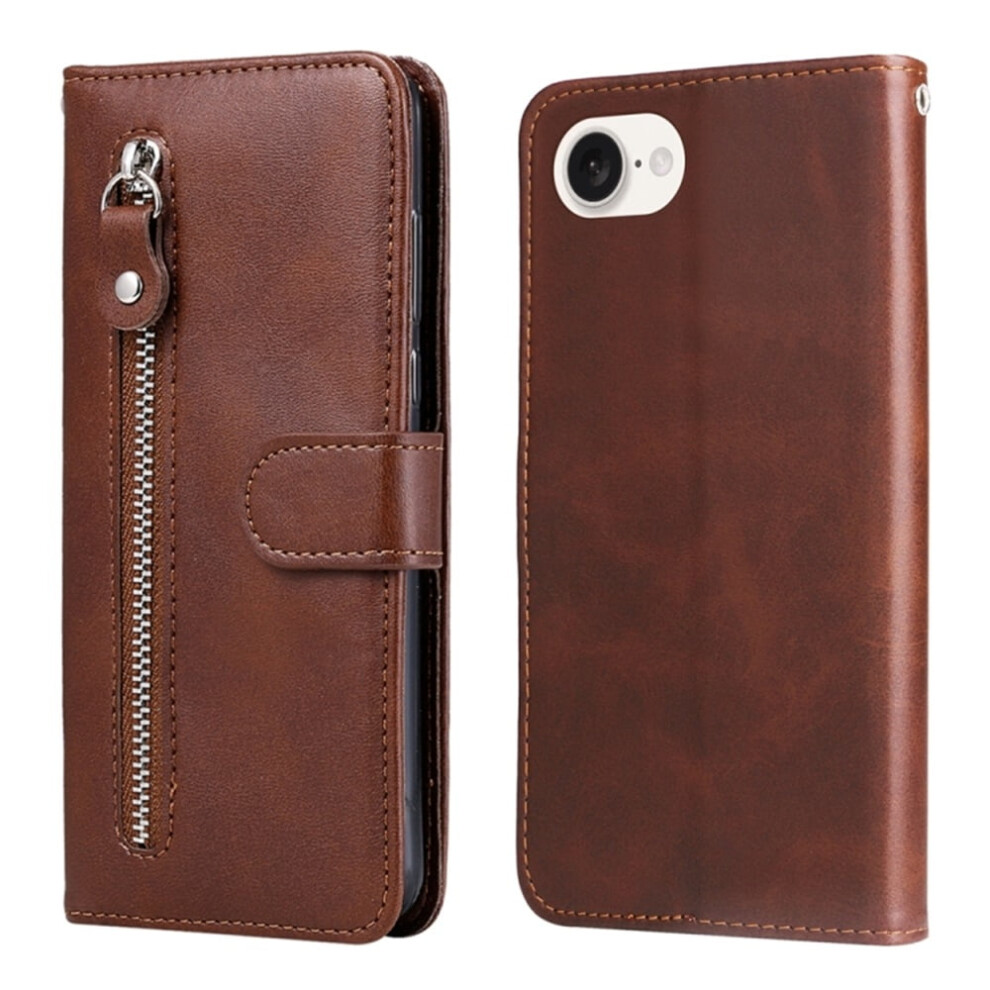 Wallet Case For Iphone 16E (6.1") Â Leather, Multi-Card Slots & Zipper Pocket, Compatible With Iphone 16E Brown 9193271159087