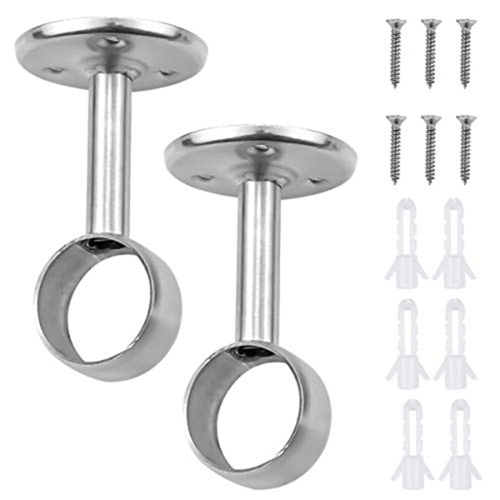 2Pack Stainless Steel Closet Pole Heavy Duty Closet Rod End Supports With Screws 9327961803756