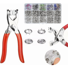 Kit de costura con 100 botones metálicos, alicates para sujetar botones, alicates de presión manuales para coser, broche de 9,5 mm, para