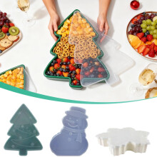 Caixa organizadora de Natal para cozinha com tampa – Recipiente hermético e festivo para biscoitos, salgadinhos e enfeites, 12,7 x 15,2 x 2,5 cm,