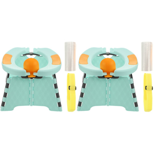 2Sets Folding Compact Training Potty Seat Portable Blue and Black 1
