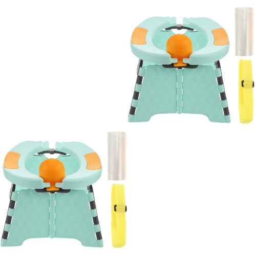 2Sets Folding Compact Training Potty Seat Portable Blue and Black 2