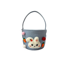 Cesta de almacenamiento y decoración de Pascua, cesta de cuerda tejida de algodón para encimera, mesa de centro y cosméticos, azul