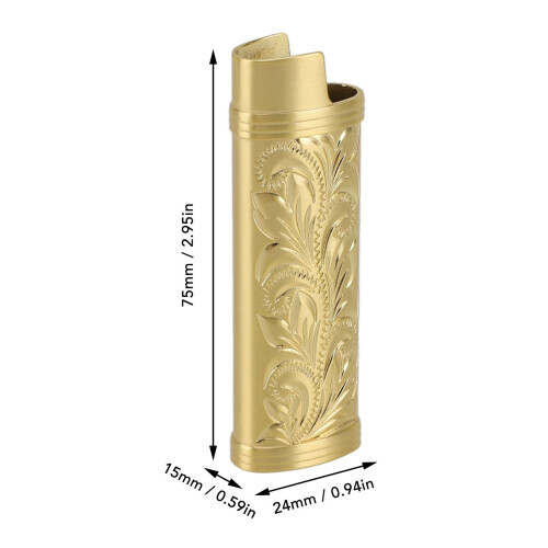 2Pcs Lighter Case Zinc Alloy Floral Gold 53 g 1