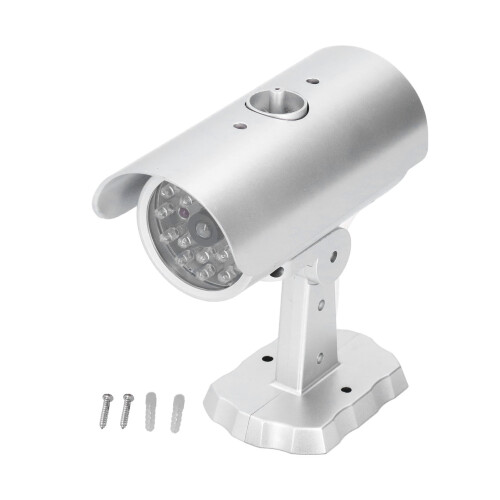 Security Solution Dummy Camera, Realistic Simulation For Indoor Outdoor Usage, Eye Catching Red LED Flash, High Quality Material Solar Powered,