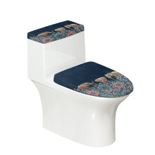 Ensemble couvercle de toilette et housse de réservoir en polyester à motif éléphant, lavable en machine, fond élastique, compatible avec les