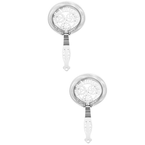 2Pcs Compact Silver Cocktail Strainer Portable Bar Mixologists Tool 1