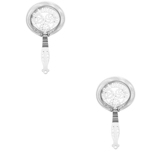 2Pcs Compact Silver Cocktail Strainer Portable Bar Mixologists Tool 2