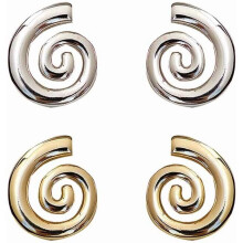 Brincos de pino em espiral dourados para mulheres, aço inoxidável, 1 par