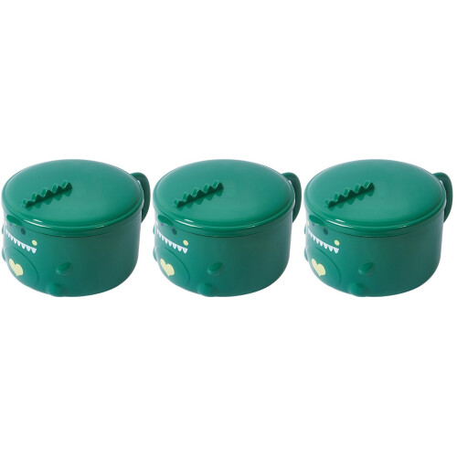 3Pièces Bols À Isolés Acier Vert Couvercle 2