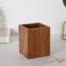 Black Walnut Pen Container, Scandinavian Wooden Organizer, Natural Grain, Sleek Polished, Tidy Storage for Pens & Markers