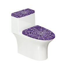 Ensemble de housses de siège de toilette à motif toile d'araignée et couvre-siège avec tissu élastique ajustable, lavable en machine et facile