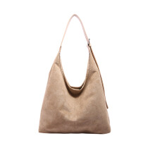 Schultasche (1 Stück, 32 x 36 x 12 cm), lässige Tasche mit großem Fassungsvermögen, Wildlederimitat, Beige, Geschenkidee für Zuhause