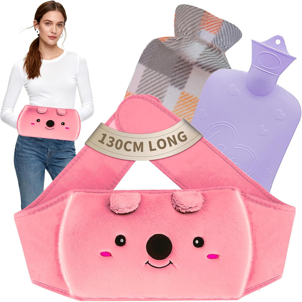 1L Hot Water Bottle with Soft 130cm Waist Cover for Neck, Shoulder, Back, Legs & Period Pain Relief â Compatible with Standard Fillers