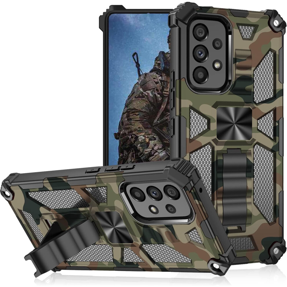 Camouflage Army Military-Grade Shockproof Case With Kickstand For Compatible With Samsung Galaxy A13 5G/4G & A04s Green 9353595712522