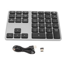Wireless Connection, Slim Aluminum Profile Numeric Numpad, Ergonomic Design Ultrathin Rechargeable Number Pad For Laptop, Supports ESC, TAB, DELETE
