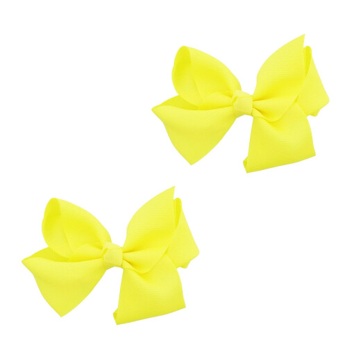 3 Inch Grosgrain Bow Set for Girls White 2 Pack