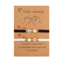 2pcs Lucky Bead Bracelets Handmade String Rope Promise Bracelet for Women Girl Best Friend Couples
