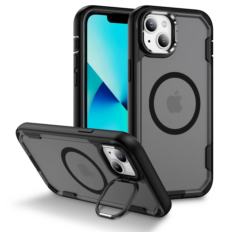 Iphone 13 Case With Stand, Magsafe Compatible, Rugged Military-Grade Drop Protection, Built-In Metal Camera Stand, Grey 9353595713031