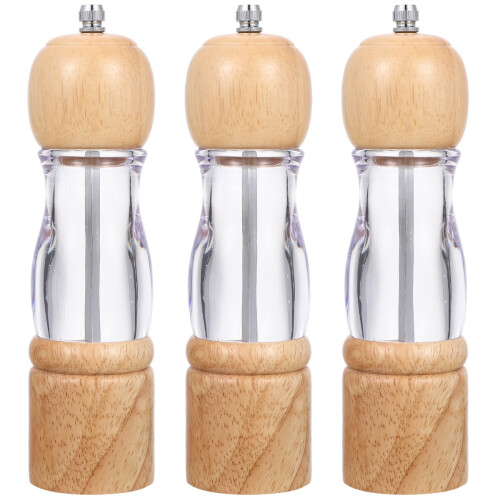 3Pcs Kitchen Essential Manual Pepper Grinder Salt Shaker Bottle 2