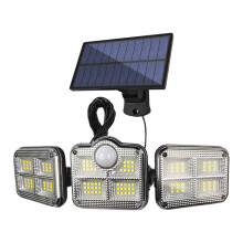 122 LED Solar Light With Remote Flood Light 3 Head Solar Spotlight Wall Lamp Outdoor Waterproof Super Bright Motion Sensor Light,Save Energ