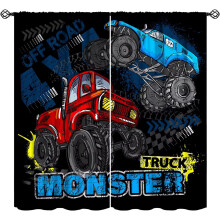 Παιδικές κουρτίνες συσκότισης monster truck art κόκκινο μπλε2panels
