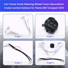 Nouveau Panneau de Cadre de Voiture, Housse de Volant Décorative + Boutons de Régulateur de Vitesse pour Fiesta MK7 Ecosport 2013