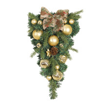 Guirlanda de Natal em formato de lágrima, decoração de baixa manutenção e acessórios abundantes, 30x50cm50x26cm, pinhas artificiais com