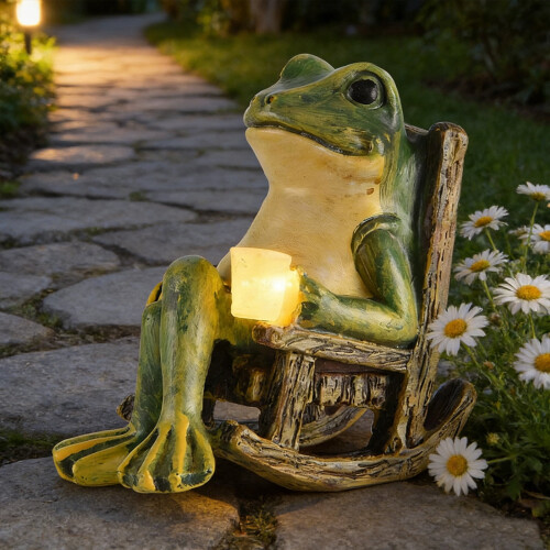 Solar-Powered Frog Night Light Waterproof LED Garden Decor