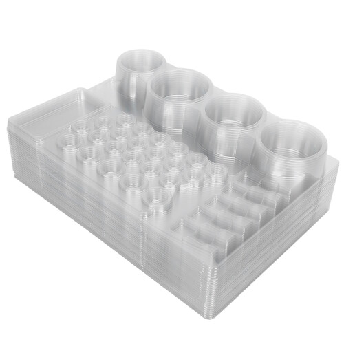 Multi Grid Design Tattoo Pigment Organizer, Prevent Needle From Rolling Plastic Needle Pigment Tray With Stackable Interlocking Lids Efficient Space 1