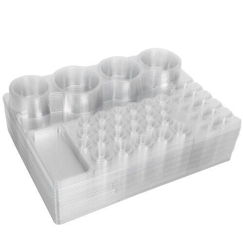 Multi Grid Design Tattoo Pigment Organizer, Prevent Needle From Rolling Plastic Needle Pigment Tray With Stackable Interlocking Lids Efficient Space 2