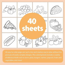 Libro para Colorear de Alimentos y Frutas Libro para Colorear para Adultos y Niños Libro para Colorear Atrevido y Fácil para la Diversión y la