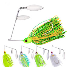 Bass Fishing Spinnerbait Lure, 5Pcs, Bleeding Red Accent Premium Stainless Steel Wire, Multi-Colored Silicone Tail Vibrant Color Mixing, Ultimate