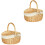 2Pcs Hand-Woven Basket Light Brown Portable Storage Container for Home 5