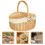 2Pcs Hand-Woven Basket Light Brown Portable Storage Container for Home 10