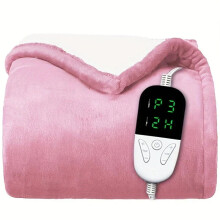 150x180cm Soft Pink Heated Electric Blanket with 6 Heating Levels