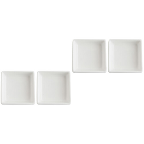4Pcs Ceramic Snack Storage Plates White Square Design for Kitchen Use 2
