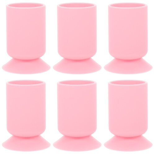 6St Roze Make-Up Penseelhouder Met Zuignap, Silicone Organizer 1