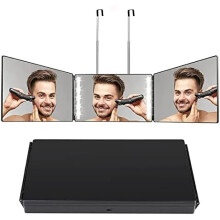 3-Way LED Tri-Fold Hair Cutting Mirror with Adjustable Brightness