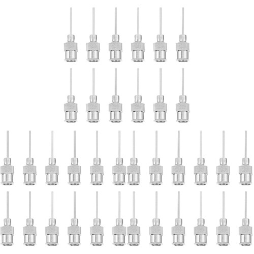 36Pcs Stainless Steel Dispensing Needle Kit Precision Blunt Tip Silver 1
