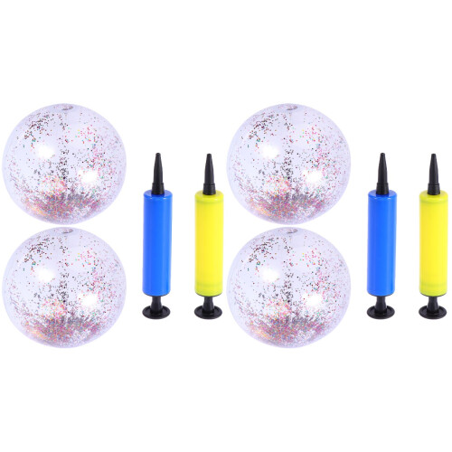 8Pcs Assorted Color Glitter Inflatable Beach Ball Transparent Pool Toy 1