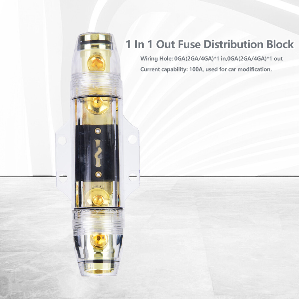 1 In 1 Out Fuse Distribution Block 100A Car Audio 0Ga-4Ga 9351391638794
