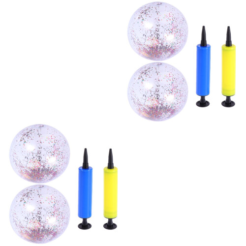 8Pcs Assorted Color Glitter Inflatable Beach Ball Transparent Pool Toy 2