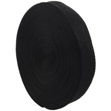 5Stück 25mm x 20M Rolle Nylonbandband für Gurtband Tasche Umreifung Gürtel Machen DIY - Schwarz