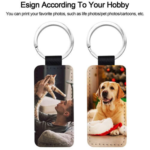 100Pcs Leather Keychain Blank Rectangle  Keychain Sublimation Heat Transfer Keychain Kit Jewelry Making