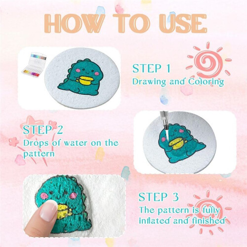 Magic Puffy Paint,3D Drawing Magic Canvas Sponge,Puffy Popcorn Drawing Texture Painting Kit,DIY Bubble Drawing Pens 1