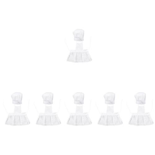6Sets Girl Kitchen Baking Apron with Hat Pocket for Role Playing 2