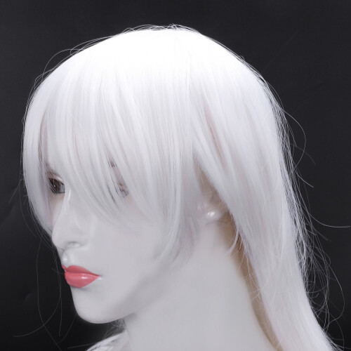 Anime LåNg Rakt HåR Peruk Cosplay LåNg Rak Kostym, Vit 1